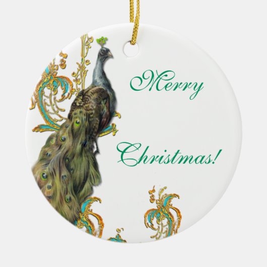 Peacock-kerstversiering Keramisch Ornament (Voorkant)