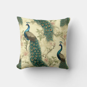 Peacock Kleurrijke  Waterverf Illustratie Kussen
