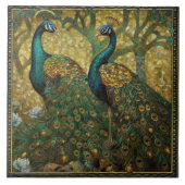 Peacock Klimt Wall Decor Impressionist Art Nouveau Tegeltje (Voorkant)