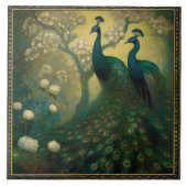 Peacock Klimt Wall Decor Impressionist Art Nouveau Tegeltje (Voorkant)