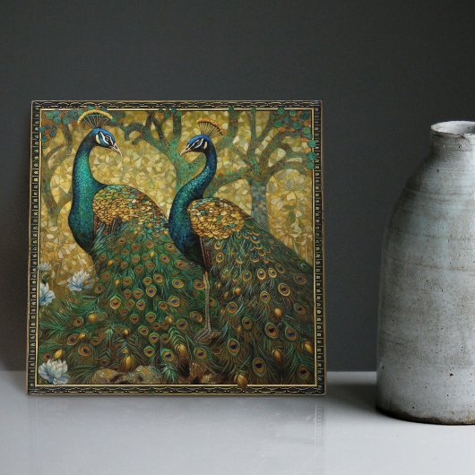 Peacock Klimt Wall Decor Impressionist Art Nouveau Tegeltje