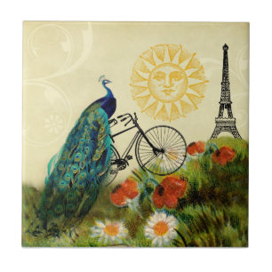 peacock-kunst met Eiffeltoren Tegeltje