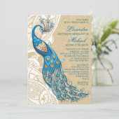 Peacock Lace Elégance 2 Faire-part de mariage (Debout devant)