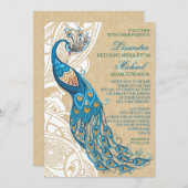 Peacock Lace Elégance 2 Faire-part de mariage (Devant / Derrière)