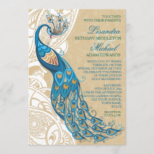 Peacock Lace Elégance 2 Faire-part de mariage