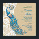 Peacock Lace Elégance 2 Faire-part de mariage<br><div class="desc">Elégant Peacock et dentelle avec une ambiance Art Nouveau. Jolie Aqua et tons turquoises avec panneau latéral défilé blanc. L'Arrière - plan est un ton délicat sur la dentelle de ton floral sur la couleur sable. Customisez l'invitation avec l'heure, la date, l'emplacement, la réception et d'autres informations. * Veuillez noter......</div>