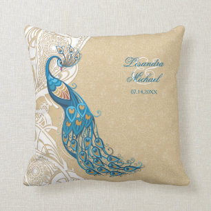 Peacock Lace Elegance 2 Mariage Keepsaké Coussin