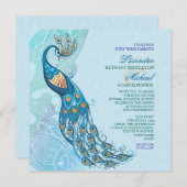 Peacock Lace Elegance Faire-part de mariage (Devant / Derrière)