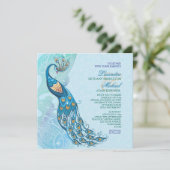 Peacock Lace Elegance Faire-part de mariage (Debout devant)