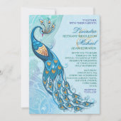 Peacock Lace Elegance Faire-part de mariage (Devant)