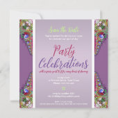 Peacock Lace Fractals Speciaal Verjaardagsfeest Kaart (Achterkant)