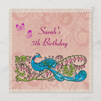  Peacock Lacy Pink Birthday Kaart