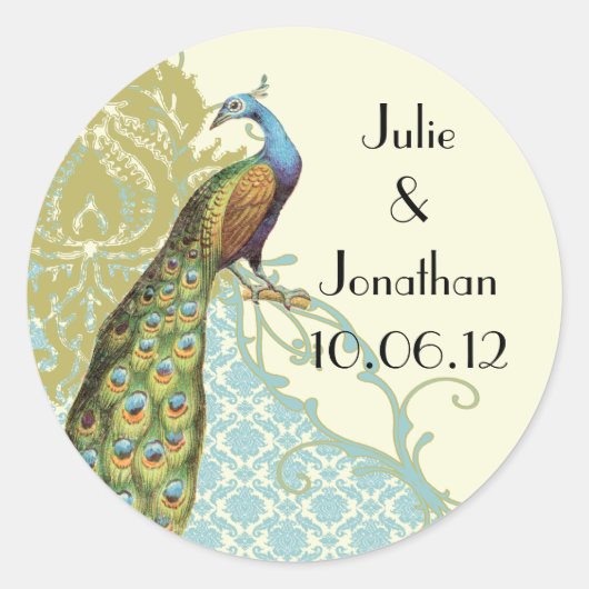  Peacock Lagoon Damask Sticker (Voorkant)