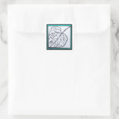 Peacock & Leaf series - Leaf Sq Seal Turquoise Vierkante Sticker (Tas)