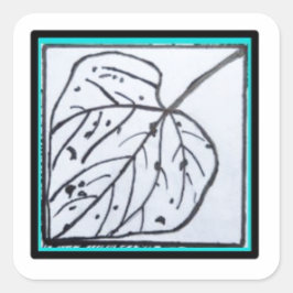 Peacock & Leaf series - Leaf Sq Seal Turquoise Vierkante Sticker