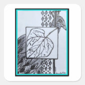 Peacock & Leaf Sticker -Blk & Turquoise (Devant)