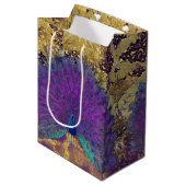 Peacock  Leopard Paars en Gold Decoupage Medium Cadeauzakje (Voorkant Gekanteld)