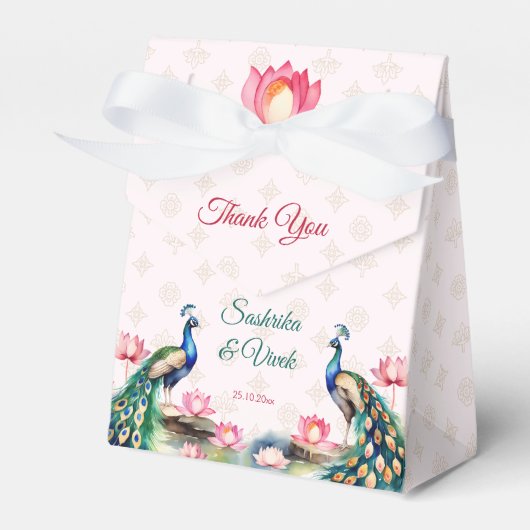 Peacock lotus Indiase bruiloft gunsten Bedankdoosjes (Voorkant Zijde)
