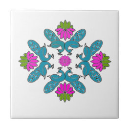 Peacock Lotus Rangoli Tegeltje