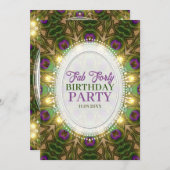 Peacock Magic Fab 40e verjaardag uitnodiging (Voorkant / Achterkant)