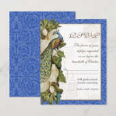 Peacock Magnolia Floral Swirl Damask Wedding RSVP (Voorkant / Achterkant)