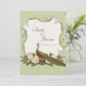  Peacock & Magnolia Swirls Bruiloft Uitnodigen Kaart (Staand voorkant)
