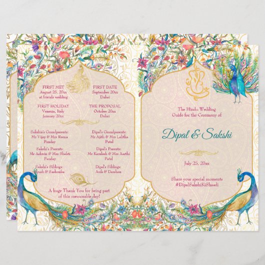 Peacock mariage hindou détails programme rituels (Devant / Derrière)