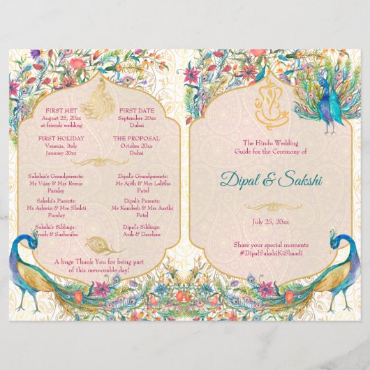 Peacock mariage hindou détails programme rituels (Devant)