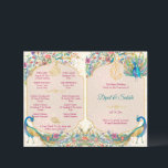 Peacock mariage hindou détails programme rituels<br><div class="desc">Peacock Arabian paisley motif Indian Hindu mariage rituals programme. C'est Une taille 4,  ne vient pas plié,  devez le plier vous-mêmes - à l'intérieur il y a une minuscule ligne dorée sur le dessus,  devrait être l'indication centrale pour le score.</div>