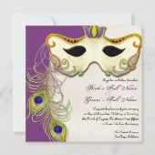 Peacock Masker Bal - Bruiloft uitnodiging (Voorkant)