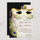 Peacock Masker Bal - Bruiloft uitnodiging (Voorkant / Achterkant)