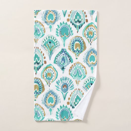 PEACOCK MERMAID Aqua Nautical Scales and Feathers Bad Handdoek (Handdoek)