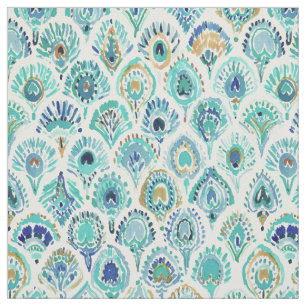 PEACOCK MERMAID Nautical Scales and Feathers Stof