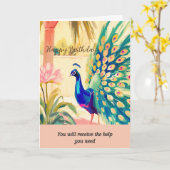 peacock message happy birthday kaart (Gele Bloem)
