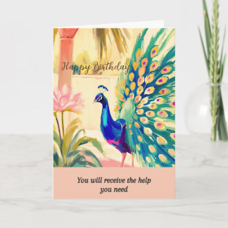 peacock message happy birthday kaart