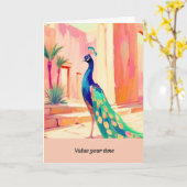 peacock message happy birthday kaart (Gele Bloem)