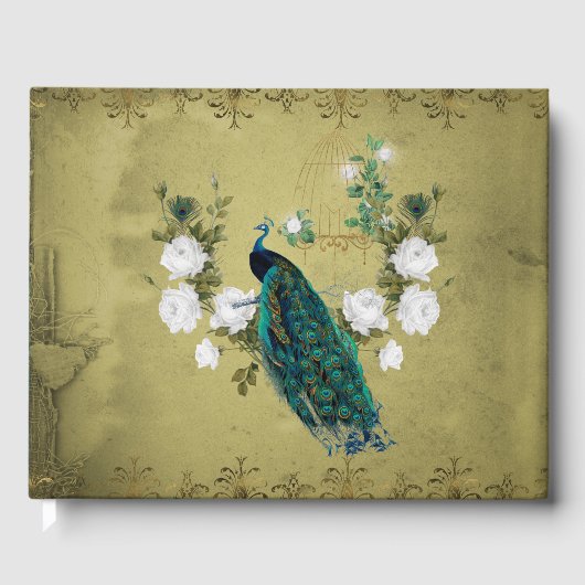 Peacock met bloemen gastenboek (Voorkant)