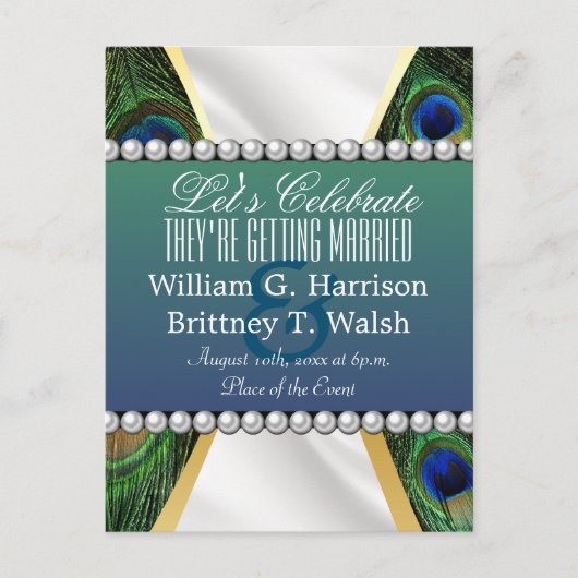 Peacock met Gold Silver Drapery Briefkaart (Voorkant)