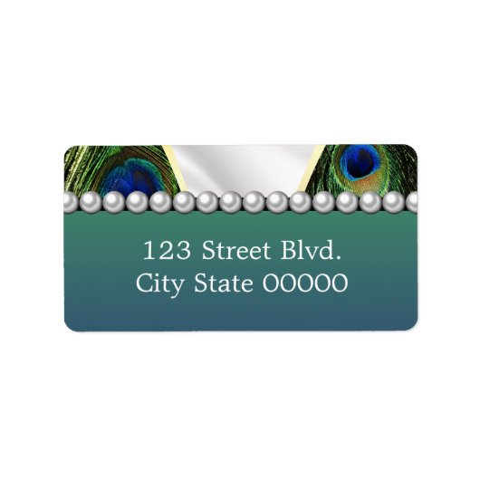 Peacock met Gold Silver Drapery Etiket (Voorkant)