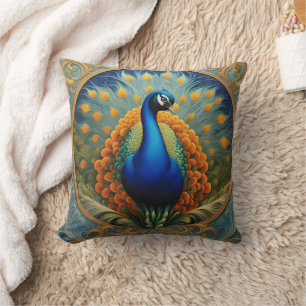 Peacock met heldere veren kussen