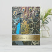 Peacock met juwelen repetitie binnenuitnodiging kaart (Staand voorkant)