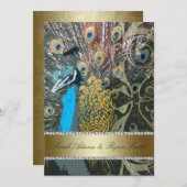 Peacock met juwelen repetitie binnenuitnodiging kaart (Voorkant / Achterkant)
