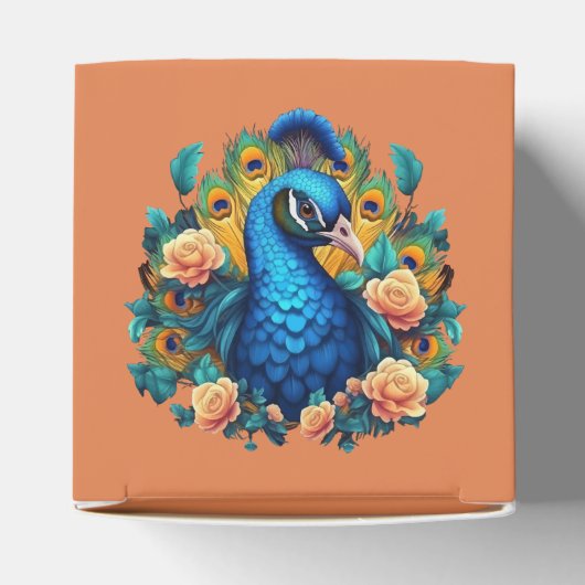 Peacock met perzik Rozen Bedankdoosjes (Bovenkant)