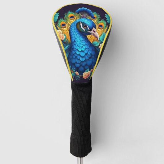 Peacock met perzik Rozen Golfheadcover (Voorkant)