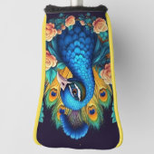 Peacock met perzik Rozen Golfheadcover (Draai 90)