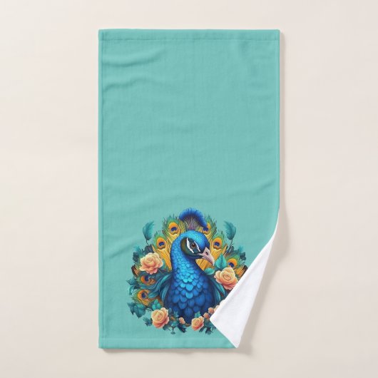 Peacock met perzik Rozen Handdoek (Handdoek)