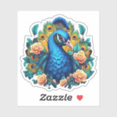 Peacock met perzik Rozen Sticker (Vel)