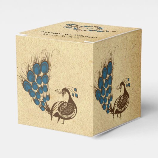 Peacock Monogram Bruiloft Favor Box Bedankdoosjes (Voorkant Zijde)