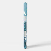 Peacock Monogram Modern Flower Blauwgroen Case-Mate iPhone Case (Achterkant / Rechts)