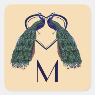  Peacock Monogram Stickers